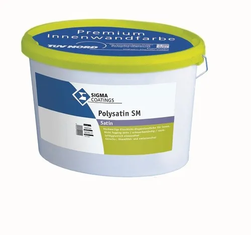 SIGMA Polysatin SM 12.5L - Seidenmatte Innenfarbe in Weiß - Hochwertige seidenmatte Innenfarbe für Mauerwerk und Stein, wasserverdünnbar und leicht aufzutragen. Ideal für ein elegantes Raumambiente.