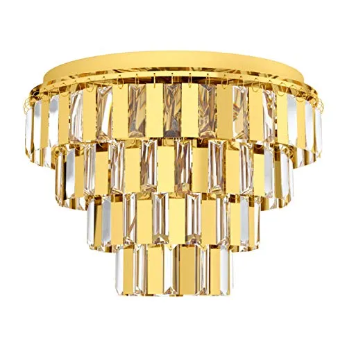 EGLO Deckenlampe Erseka, 7 flammige Deckenleuchte Modern, Elegant, Wohnzimmerlampe aus Stahl in Messing und Kristall in Klar, Küchenlampe, Flurlampe Decke mit E14 Fassung