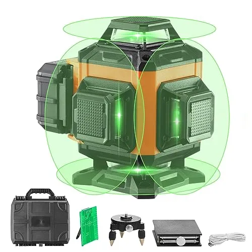 VEVOR Kreuzlinienlaser 30m - Selbstnivellierend & Präzise - Messgeräte: 4 x 360° Laserabdeckung mit hoher Genauigkeit von ±0,28 cm bei 10 m, ideal für Baustellenarbeiten. Mit wiederaufladbarem Akku und magnetischer Halterung für mühelose Nutzung.