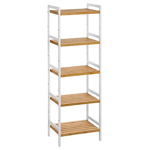 SONGMICS Bambus Regal mit 5 Ablagen - Standregal aus hochwertigem Bambus, ideal für Bad, Küche oder Wohnzimmer. Verstellbare Ablagen für maximale Flexibilität und hohe Stabilität.