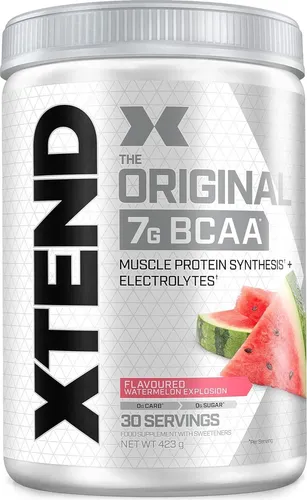 XTEND The Original BCAAs Watermelon – 423 g - Sportnahrung mit 7 g BCAAs im bewährten 2:1:1 Verhältnis, zuckerfrei und ideal zur Unterstützung von Muskelwachstum, Kraft und schnellerer Erholung während des Trainings.