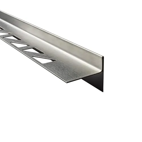 tktrading24 Abschlussprofil Edelstahl Keilprofil 10mm für begehbare Dusche - Hochwertiges Edelstahl Keilprofil, gebürstet, ideal für den Kantenschutz in Duschen. Maße: 2,7 cm x 1 cm x 150 cm, passend für jede moderne Badezimmereinrichtung.