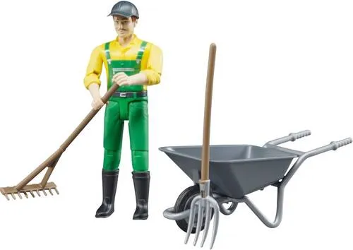 Bruder Figurenset Landwirt mit Zubehör - Spielzeug für kreative Rollenspiele, das Landwirt-Set bringt Realitätsnähe und fördert die Fantasie der Kinder beim Spielen mit Traktoren und Erntemaschinen.