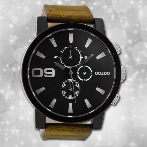 Oozoo Herrenuhr Timepieces C9033A braun Lederarmband Quarz Analoguhr UOC9033A