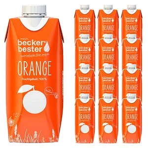 beckers bester ORANGE Direktsaft 12x 0,33 l - Erfrischender Direktsaft aus 100% frischen Orangen, ideal für ein gesundes Frühstück oder als erfrischender Durstlöscher.