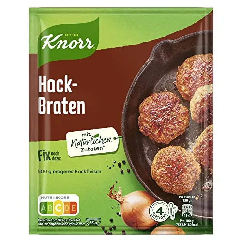 Knorr Fix Würzmischung Hackbraten für ein leckeres Fleischgericht ohne geschmacksverstärkende Zusatzstoffe 70 g 1 Stück