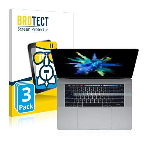 BROTECT Schutzglas für Apple MacBook Pro 15" 2017 (NUR Touch Bar) (3 Stück) Schutzfolie Panzer Folie Glas [Extrem Kratzfest 9H, Anti-Fingerprint, Ultra-Transparent]