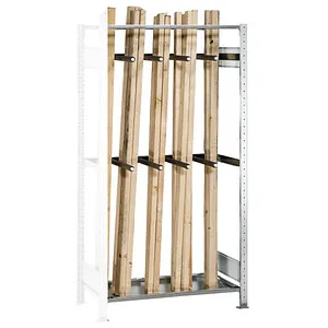 Anbauregal MULTIplus150 - Verzinktes Langgutregal - Werkstatteinrichtung mit beidseitiger Nutzbarkeit, ideal für Holzleisten und Rohre. Verstellbare Fachböden und weiche Schaumstoffummantelung schützen empfindliches Lagergut.