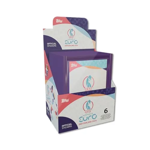 Topps Official Women's Euros 2025 Sticker Collection - Full Box - 50 Women's EUROS Sticker Päckchen pro Box (300 Stickers).