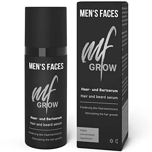 Bart & Haarwachstum Serum von MEN’S FACES – 50 ml für Männer - Haarwuchs Behandlung mit Anagain und Coffein für dichteres Bartwachstum, ideal in Kombination mit Beard Roller und Dermaroller. Made in Germany, vegan und hochdosiert mit Biotin.