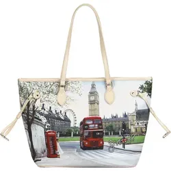 Y Not? Yesbag Shopper Tasche 46.5 cm - Grau - Handtaschen aus widerstandsfähigem Polyurethan mit praktischem Reißverschluss und leicht zugänglichen Innenfächern, ideal für den trendbewussten Alltag