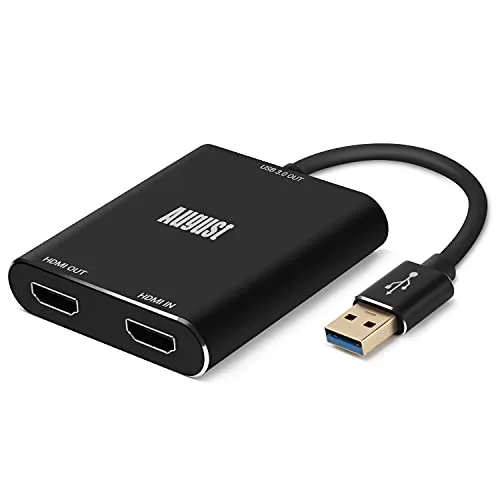 August VGB500 HDMI Game Capture Karte – USB 3.0 Full HD 1080p 60 fps - Erleben Sie atemberaubendes Gameplay in FULL HD 1080p bei 60 fps! Die Capture Karte ermöglicht nahtloses Streamen und Aufnehmen ohne Verzögerung. Plug & Play für alle Betriebssysteme – einfach anschließen und loslegen!