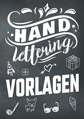 Handlettering Vorlagen: Schmuckelemente zum Verzieren von Karten, Einladungen und Tafeln - Vorlagenbuch mit 37 Themen wie Musik, Einhörner und Pflanzen -
