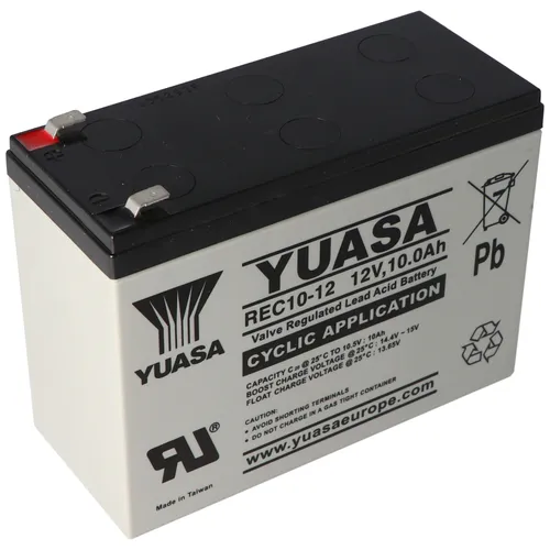 Yuasa Blei-Akku REC10-12 12V 10Ah - Standard-Akkus mit zyklenfester Ausführung, ideal für zuverlässige Energieversorgung und lange Lebensdauer.
