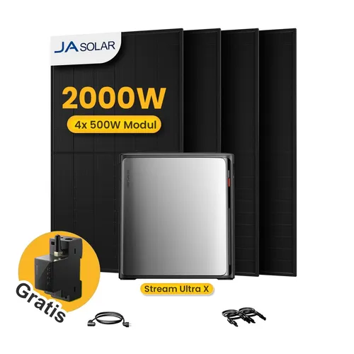 Powerness® Balkonkraftwerk Ecoflow Stream Ultra X mit Speicher - Balkonkraftwerk mit 3,84 kWh Speicher und 2.800 W Solareingang. Maximale Ersparnis und flexible Installation für nahezu 100% solare Autarkie.