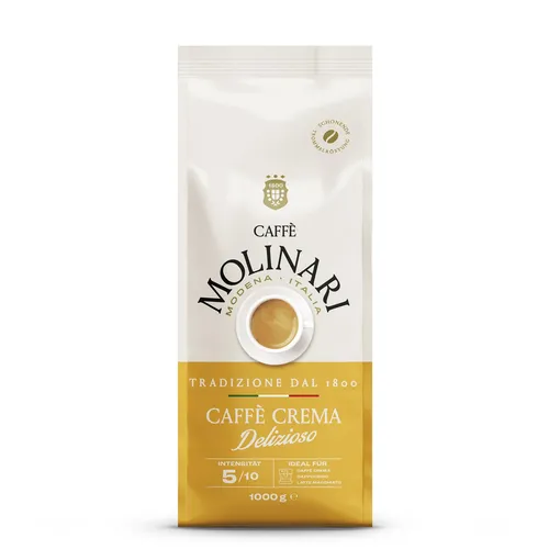 Caffé MOLINARI Crema Delizioso - 1 kg Kaffeebohnen, Gelb