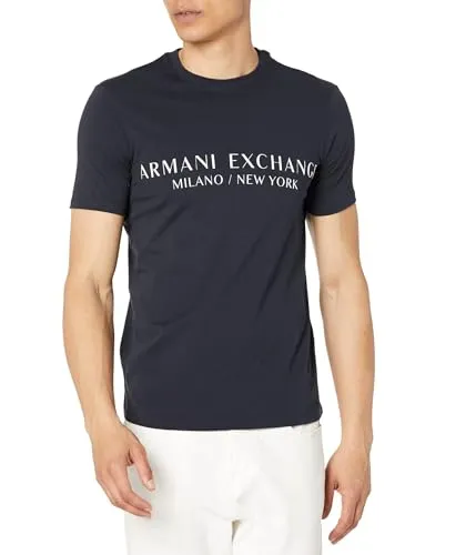 Armani Exchange Herren T-Shirt mit New York Logo - Marineblau, XL - T-Shirts für Herren, stilvolles Design mit markantem New York Logo, ideal für lässige Outfits