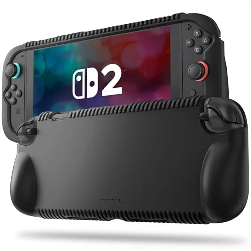 FINTIE Silikon Hülle kompatibel mit Nintendo Switch 2 (2025) – Weiche [rutschfeste] [Stoßfeste] Schutzhülle mit Spielkartenfächern & Ergonomischem Griffdesign, Fallschutz-Griffhülle, (Schwarz)