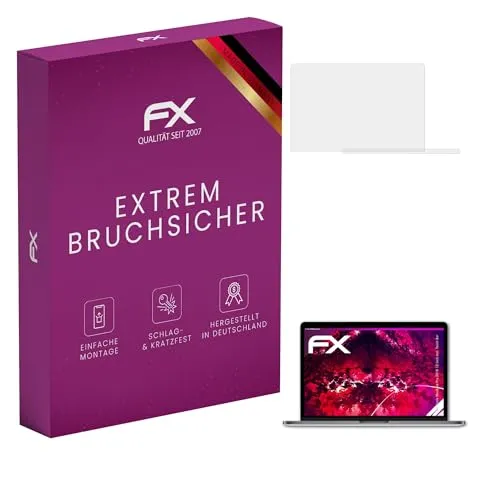 atFoliX Glasfolie kompatibel mit Apple MacBook Pro 2016 13 inch incl. Touch Bar Panzerfolie, 9H Hybrid-Glass FX Schutzpanzer Folie (1er Set)