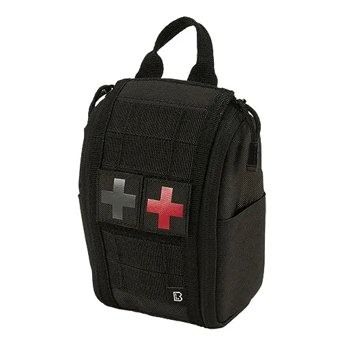 Brandit Molle First Aid Pouch Premium - Schwarz, Größe OS - Robuste Erste Hilfe Pouch aus 600DEN Polyester, vielseitig einsetzbar. Mit Schnellzugriffs-Funktion, MOLLE-Befestigung und mehreren Fächern für optimale Organisation. Ideal für Beruf, Freizeit und Sport.
