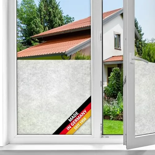 d-c-fix Fensterfolie Reispapier - 45 cm x 2 m – selbstklebende Sichtschutzfolie mit modernem Muster für Glasflächen – selbsthaftend, blickdicht, dekorativ