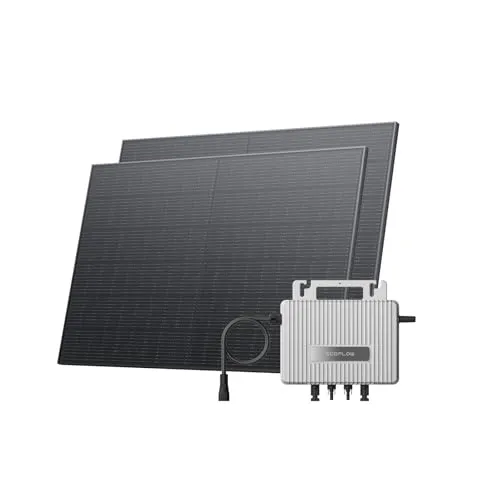 ECOFLOW STREAM Balkonkraftwerk Basic Kit - Netzgebundene Photovoltaikanlagen mit 800 W Mikro-Wechselrichter und 2 × 400 W Solarpanels. Einfache Plug & Play Installation, ideal für Mieter und zur Stromkostenreduzierung.