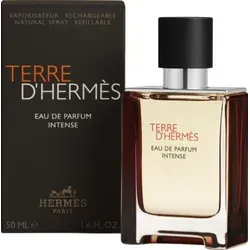 HERMÈS Terre d'Hermès Eau de Parfum Intense 50 ml - Eau de Parfum mit intensiven, holzigen Noten und spritziger Bergamotte. Ideal für den modernen Mann, der Wert auf Nachhaltigkeit legt dank praktischem Nachfüllflakon.