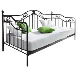 möbel direkt online Day-Bed Ella: Romantisches Metallbett - Elegantes Daybed aus Metall mit kunstvollen Verzierungen, in schwarz oder cremeweiß, inklusive robustem Metallgitterrost. Perfekt für stilvolle Schlafzimmer oder Gästezimmer.