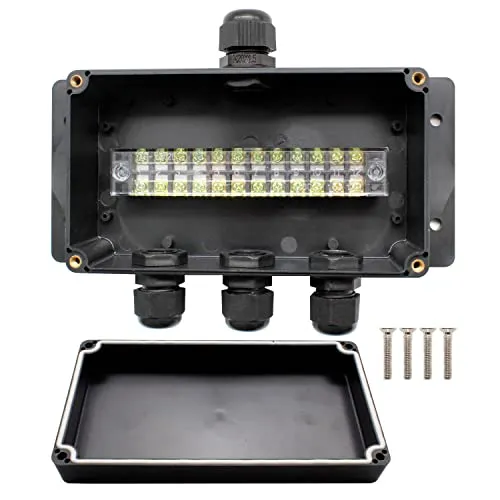 AMONENZ IP66 Abzweigdose Wasserdicht – 4 Wege Verteilerdose Schwarz - Wasserdichte Anschlussdose für Innen- und Außenbereich, IP68-zertifiziert, robust und UV-beständig. Ideal für die sichere Kabelverbindung und einfache Installation mit Schrauben für vielseitige Anwendungen.