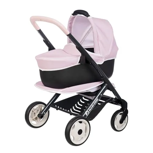 Smoby Maxi-Cosi Kinderwagen für Puppen, Rosa, 3-in-1 - Puppenwagen für Kinder ab 3 Jahren, 3-in-1 Design mit abnehmbarer Babywanne und großem Aufbewahrungskorb für viel Zubehör – ideal für kleine Mamas und Papas!