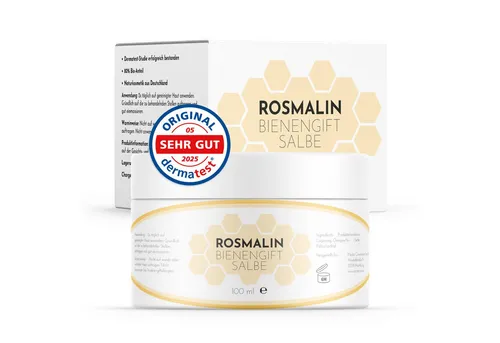 Rosmalin® Bienengiftsalbe hochdosiert - Balsam für Muskeln und Gelenke - Medikamente für Muskeln, Knochen & Gelenke - Hochdosierte Bienengiftsalbe mit Kräutern, fördert die Regeneration und ist dermatologisch getestet.
