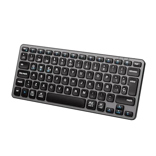 iClever DK02 Teclado Bluetooth para Mac - Compatible Teclado Apple Inalámbrico para Mac iOS PC Android - Cambia Entre 3 dispositivos Con Multi Device Mac Teclado Bluetooth para MacBook Pro/Air, iMac