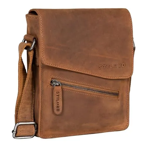 STILORD Umhängetasche aus Leder braun - Vintage Ledertasche für Herren - Herren-Schultertaschen aus echtem Rindsleder, robust und langlebig mit elegantem Vintage-Design, ideal für DIN A5 Dokumente und 8 Zoll Geräte.