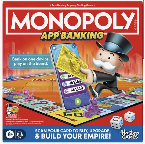 Monopoly App Banking - Gesellschaftsspiel mit digitaler Geldverwaltung, ermöglicht schnelles Spielen und Minispiele für die ganze Familie, ideal für Spieleabende.