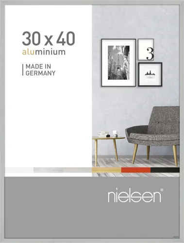 Bilderrahmen PIXEL LB 30x40 cm silber - Eleganter Fotorahmen aus Aluminium in Silber, ideal für Ihre schönsten Erinnerungen und perfekt für jedes Wohnambiente.