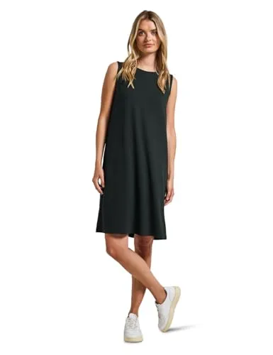 STREET ONE Damen A144583 Kleid in Pine Grove Green, Größe 46 - Freizeitkleid in Unifarbe, knielang mit Rundhalsausschnitt und ärmellosem Design, ideal für einen lässigen Look und optimalen Tragekomfort dank Viskosemix mit Stretchanteil.