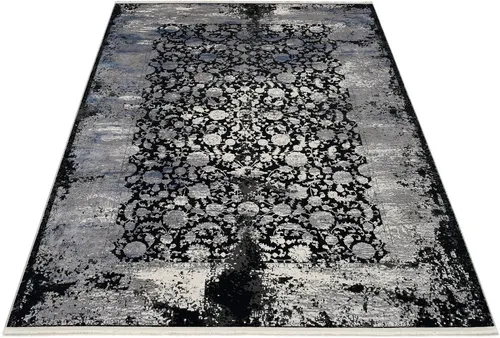 Musterring Teppich COLORADO FLOWER - Rechteckiger Teppich aus der MUSTERRING DELUXE COLLECTION in grau/schwarz, 200 x 290 cm, hochwertig gekettelt und pflegeleicht, ideal für stilvolle Wohnräume.