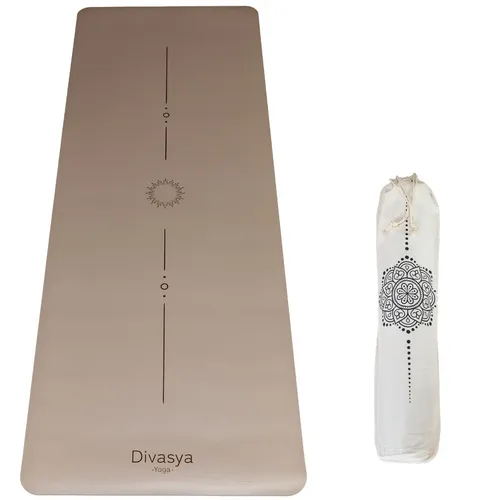 DIVASYA Premium Yogamatte rutschfest - 185x68cm, Naturkautschuk mit Eco-PU-Oberfläche - Maximale Rutschfestigkeit dank natürlichem Kautschuk und Eco-PU-Oberfläche. Diese extra breite Matte bietet optimalen Halt für alle Yoga-Stile und sorgt für eine gelenkschonende Praxis.