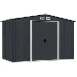 vidaXL Geräteschuppen Anthrazit Stahl 257x205x178 cm - Gartenhäuser aus verzinktem Stahl, mit 4 Entlüftungsöffnungen für optimale Luftzirkulation und doppelten Schiebetüren für einfachen Zugang. Ideal zur Lagerung von Werkzeugen und Geräten.