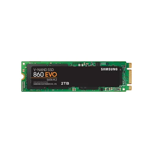 Samsung 860 EVO M.2 2 TB SSD - Interne Solid State Drive mit 2 TB, bietet hohe Lesegeschwindigkeiten von bis zu 550 MB/s und ist ideal für leistungsintensive Anwendungen und Multitasking.