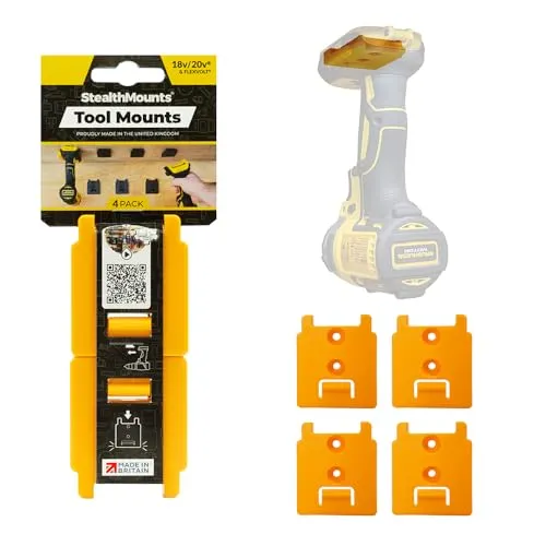 StealthMounts Werkzeughalter für DeWalt 20v | Kabellose Werkzeughalterung für DeWalt 20v Elektrowerkzeuge | 4er Pack | Gleb Werkzeug Organizer für DeWalt 20v