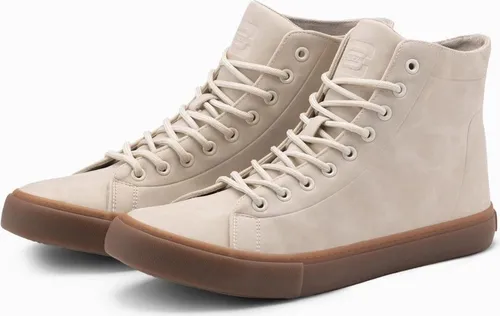 OMBRE Knöchelhohe Herren-Turnschuhe mit Gummisohle - Weiß 42 EU - Bequeme und stylische Turnschuhe aus Öko-Wildleder in Größe 42. Ideal für den Alltag, bieten sie einen lässigen Look und hohen Tragekomfort.