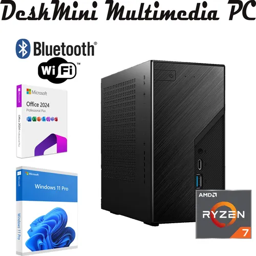 ASROCK DeskMini X600 Multimedia PC Ryzen 7 8700G 5,1 GHz Radeon 780M 64GB RAM 4TB SSD Win 11 Office 24 Pro