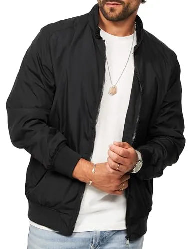 Soulstar Herren Blousonjacke - Leichte Harrington-Jacke für den Frühling - Moderne Blousonjacke mit Stehkragen und elastischen Bündchen – ideal für den Übergang. Praktische Pattentaschen bieten sicheren Stauraum. Kombinierbar mit Jeans oder Chinos für lässige Looks.