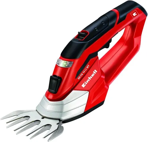 Einhell Akku-Gras- und Strauchscherenset - Heckenscheren-Set mit werkzeuglosem Aufsatzwechsel, leichtes Design (0,8 kg) und kraftvoller 12V Akku für müheloses Schneiden von Gras und Sträuchern.
