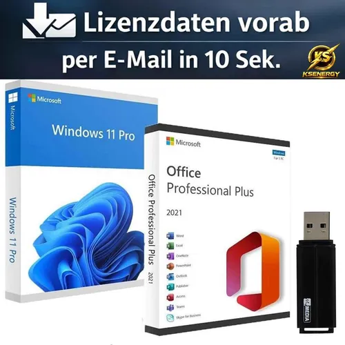 Microsoft Windows 11 Pro + Microsoft Office 2021 Professional Plus Bundle - Erleben Sie mit Windows 11 Pro und Office 2021 Professional Plus eine neue Dimension der Produktivität. Ideal für Büro und Home Office, bietet es umfassende Anwendungen für kreative und effiziente Arbeit.