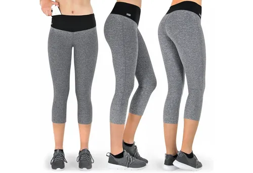 Formbelt Laufhose Damen Capri Leggings mit hohem Bund - Stoffhosen mit integriertem Laufgürtel für Handy und Schlüssel, perfekt für unbesorgtes Laufen. Der hochwertige Stoff bietet Komfort und bleibt blickdicht.