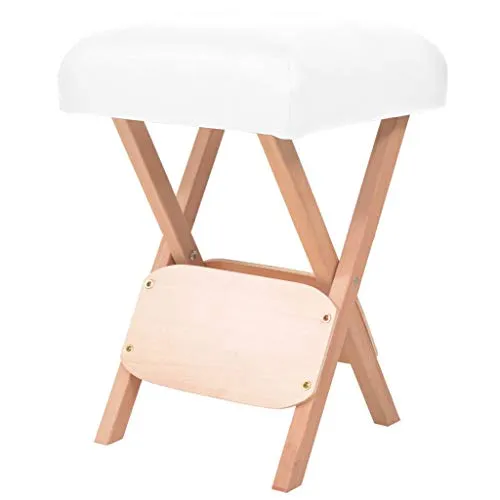 vidaXL Massage Hocker Dickem Sitz Klapphocker Arbeitshocker Klappstuhl Hocker Sitzhocker Polsterhocker für Massageliege Therapieliege 12cm Weiß