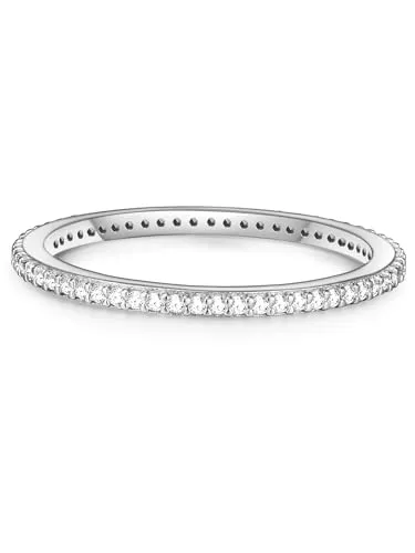 Glanzstücke München Damen-Ring aus Sterling Silber mit Zirkonia - Eleganter Memory Ring aus rhodiniertem Sterlingsilber, besetzt mit funkelnden Zirkoniasteinen – ideal als Verlobungsring oder Beisteckring.
