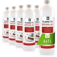Bioethanol Hochrein 100 % - 6x 1 L Flaschen für Tisch-Kamine - Dekokamine: Hochwertiges Bioethanol 100% für maximale Wärmeentwicklung ohne Rückstände oder Gerüche. Ideal für Edelstahl-Kamine, schnellere Verbrennung und optimale Sicherheit.
